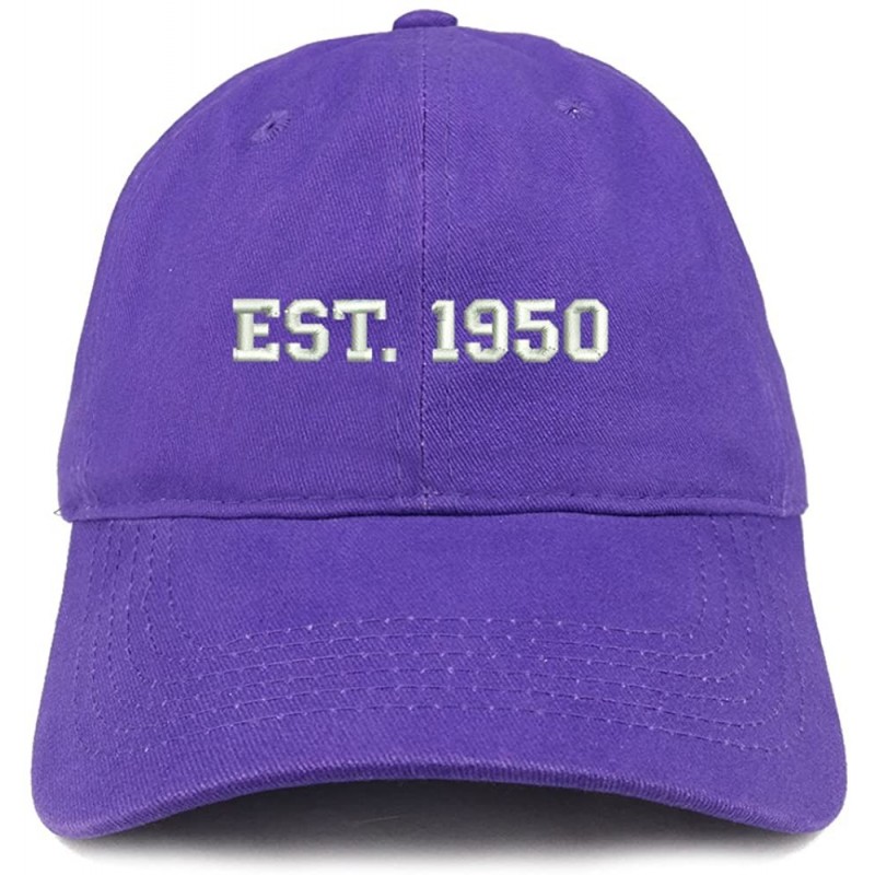 Baseball Caps EST 1950 Embroidered - 70th Birthday Gift Soft Cotton Baseball Cap - Purple - CJ180NR8Q00 $33.53
