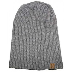 Skullies & Beanies Reversible Winter Knit Slouchy Beanie Hat - Hipster Unisex Knitted Slouch Cap - Grey/Charcoal - CN1876U684...