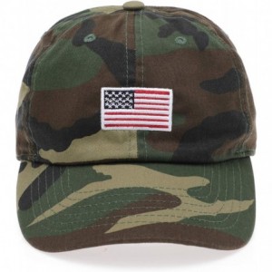 Baseball Caps USA American Flag Embroidered 100% Cotton Adjustable Strap Baseball Cap Hat - Flag - Woodland - CF1967QXR3A $20.81