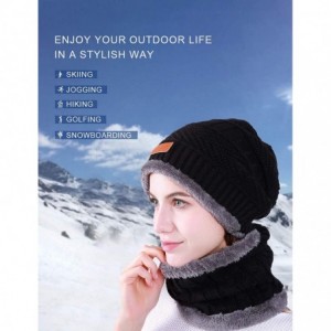 Skullies & Beanies Slouch Beanie Winter Hat Scarf Set for Women (Knit Hat- Neck Warmer) - Black - CB18XIXR4QD $9.47