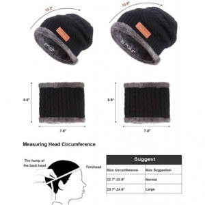 Skullies & Beanies Slouch Beanie Winter Hat Scarf Set for Women (Knit Hat- Neck Warmer) - Black - CB18XIXR4QD $9.47