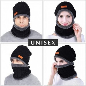 Skullies & Beanies Slouch Beanie Winter Hat Scarf Set for Women (Knit Hat- Neck Warmer) - Black - CB18XIXR4QD $9.47