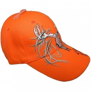 Skullies & Beanies Deer Skull Hunter Predator Neon Bright Orange Embroidered Cap Hat 909A - CX18C6CUZX9 $11.79