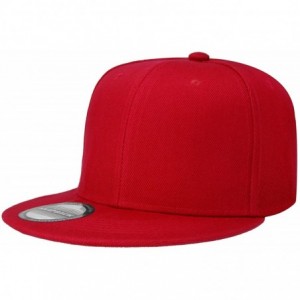 Baseball Caps Classic Snapback Hat Cap Hip Hop Style Flat Bill Blank Solid Color Adjustable Size - 2pcs Red & Red - CY195A4UH...