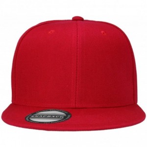 Baseball Caps Classic Snapback Hat Cap Hip Hop Style Flat Bill Blank Solid Color Adjustable Size - 2pcs Red & Red - CY195A4UH...