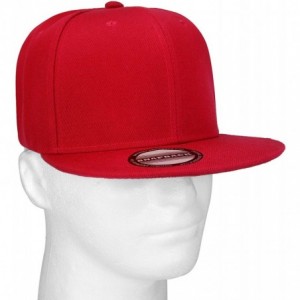 Baseball Caps Classic Snapback Hat Cap Hip Hop Style Flat Bill Blank Solid Color Adjustable Size - 2pcs Red & Red - CY195A4UH...