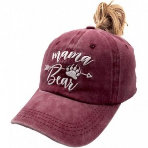 Baseball Caps Mama Bear Ponytail Hat Embroidered Messy High Bun Distressed Baseball Cap - Mama Bear - Burgundy - CX18AORQ9HS ...