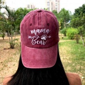 Baseball Caps Mama Bear Ponytail Hat Embroidered Messy High Bun Distressed Baseball Cap - Mama Bear - Burgundy - CX18AORQ9HS ...