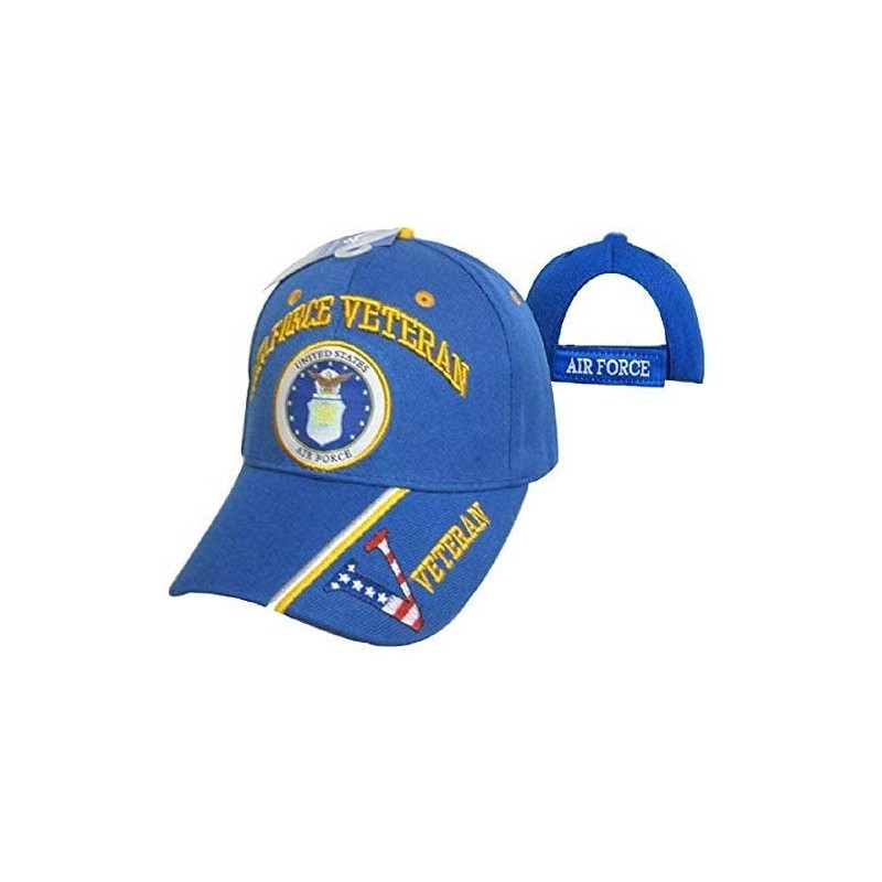 Baseball Caps U.S. Air Force Veteran V Royal Blue Vet Emblem Embroidered Cap Hat 593B - CS18023L2I7 $12.27