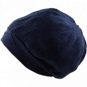 Skullies & Beanies Unisex Cotton Classic Wave Rasta Beanie - Navy - CA18WRQGI69 $19.64