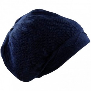 Skullies & Beanies Unisex Cotton Classic Wave Rasta Beanie - Navy - CA18WRQGI69 $19.64