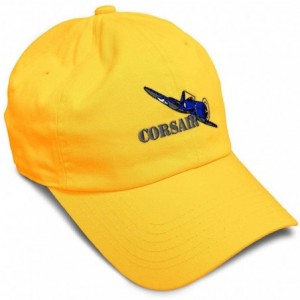 Baseball Caps Custom Soft Baseball Cap Corsair Aircraft Name Embroidery Twill Cotton - Golden Yellow - CB18ZO42WTQ $12.97