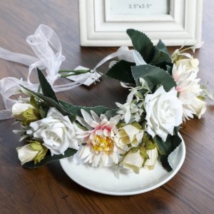 Headbands Bohemia Big Lilies Floral Crown Party Wedding Hair Wreaths Hair Bands Flower Headband (White) - White - C718C0HN7DX...