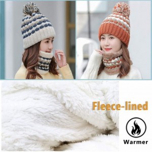 Skullies & Beanies 2 Pcs Knitted Hat Scarf Set for Women Winter Warm Fleece Lined Beanie Hat Ski Hat with Pompom - Yellow - C...