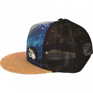 Baseball Caps Surf Molokai Wave Cap- mesh Back Trucker hat with snap Back- Flat Bill - Cork Bill - CV18YWKTRRU $21.74