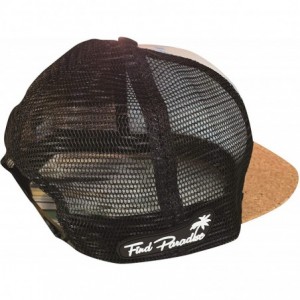 Baseball Caps Surf Molokai Wave Cap- mesh Back Trucker hat with snap Back- Flat Bill - Cork Bill - CV18YWKTRRU $21.74