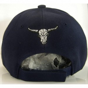 Baseball Caps Texas Skull Guns & Flames Men's Adjustable Baseball Cap - Navy - C3180LRKRTS $13.86