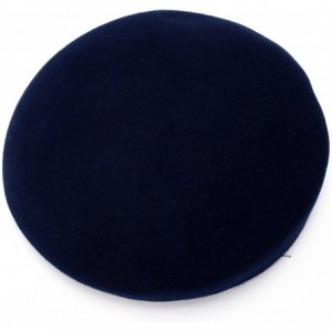 Berets Women Unisex 100% Wool Felt Beret Hats Pillbox Fascinator Saucer Tilt Cap A468 - Navy Blue - CT18GG3Z560 $20.49