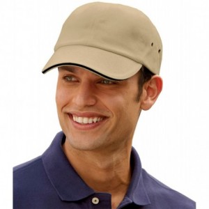 Baseball Caps 6-Panel Low-Profile Ultra Heavyweight Brushed Twill Sandwich Cap - Black/Khaki - C41125HYUN1 $51.90