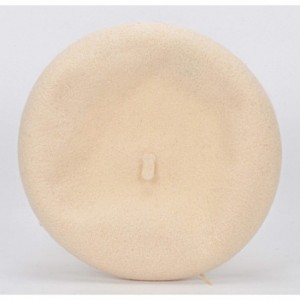 Berets Women's 100% Wool French Beret Hat Solid Color Black Beret Hats for Women - Cream - C618ZDSOZDX $10.70