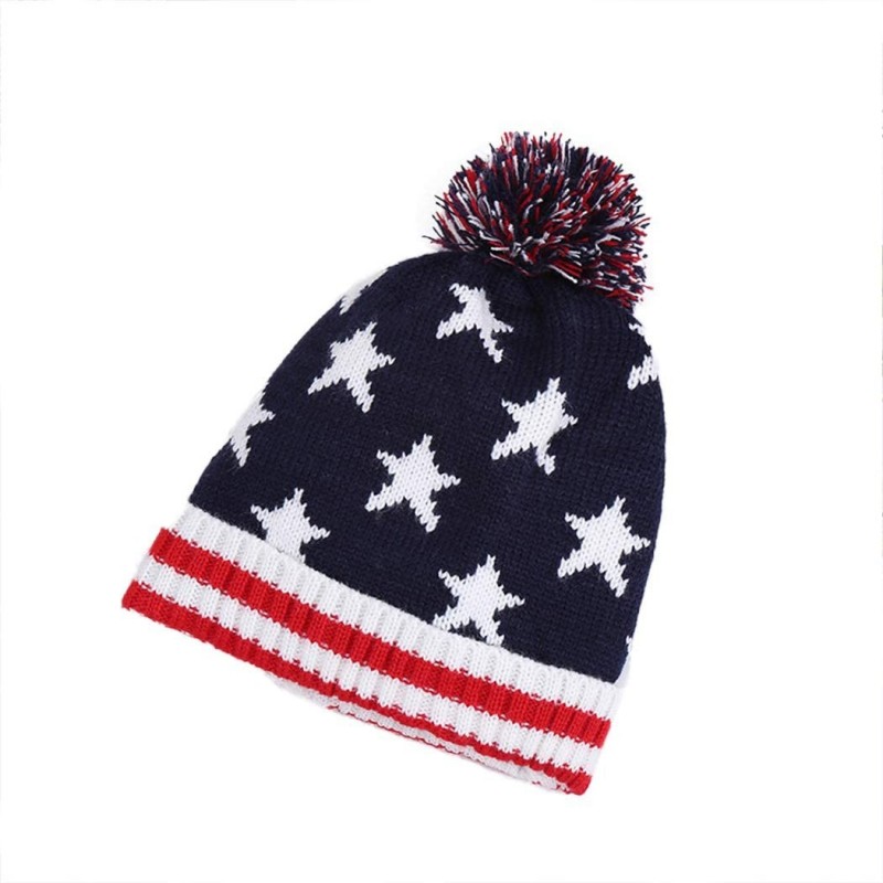 Skullies & Beanies Women Men Crochet Knitted Ball Stripe Stars Winter Warm Beanie Hat Ski Cap - G - CX18KZ08DEQ $17.54