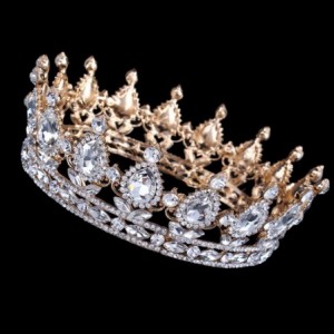 Headbands Vintage Wedding Crystal Rhinestone Crown Bridal Queen King Tiara Crowns-Gold green - Gold green - CI18WSE3A4U $66.22