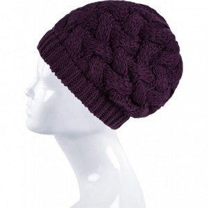 Skullies & Beanies Cable Knit Slouchy Chunky Oversized Soft Warm Winter Beanie Hat - Purple - CC186Q06QZ5 $8.42