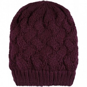 Skullies & Beanies Cable Knit Slouchy Chunky Oversized Soft Warm Winter Beanie Hat - Purple - CC186Q06QZ5 $8.42