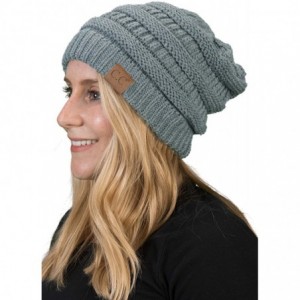 Skullies & Beanies Solid Ribbed Beanie Slouchy Soft Stretch Cable Knit Warm Skull Cap - Dove Grey - C2185QA2K3R $14.25