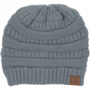 Skullies & Beanies Solid Ribbed Beanie Slouchy Soft Stretch Cable Knit Warm Skull Cap - Dove Grey - C2185QA2K3R $14.25