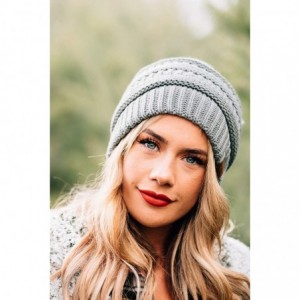 Skullies & Beanies Solid Ribbed Beanie Slouchy Soft Stretch Cable Knit Warm Skull Cap - Dove Grey - C2185QA2K3R $14.25