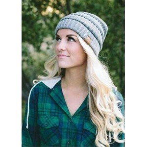 Skullies & Beanies Solid Ribbed Beanie Slouchy Soft Stretch Cable Knit Warm Skull Cap - Dove Grey - C2185QA2K3R $14.25