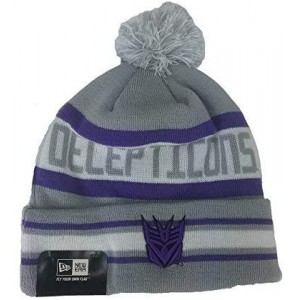 Skullies & Beanies Cap One Size Decepticons The Jake 3 Pom Beanie Gray Purple Knit - C411B4JPL5H $17.41