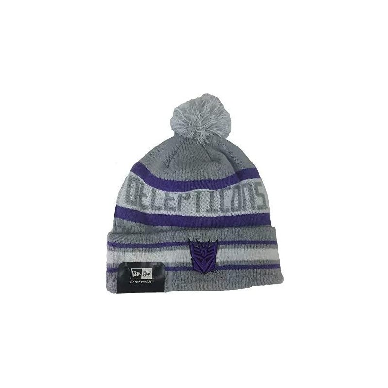 Skullies & Beanies Cap One Size Decepticons The Jake 3 Pom Beanie Gray Purple Knit - C411B4JPL5H $17.41