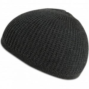 Skullies & Beanies Cotton Skull Cap Beanie Kufi with Checkered-Knit Pattern in Solid Colors for Everyday Wear - Gray - CR18TH...