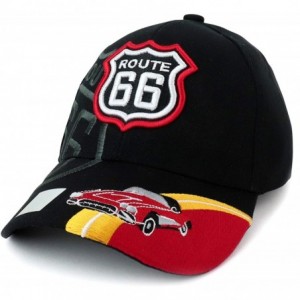 Baseball Caps Route 66 Classic Car Embroidered Structured Baseball Cap - Black - CC18637OIRO $11.62