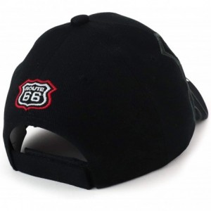 Baseball Caps Route 66 Classic Car Embroidered Structured Baseball Cap - Black - CC18637OIRO $11.62