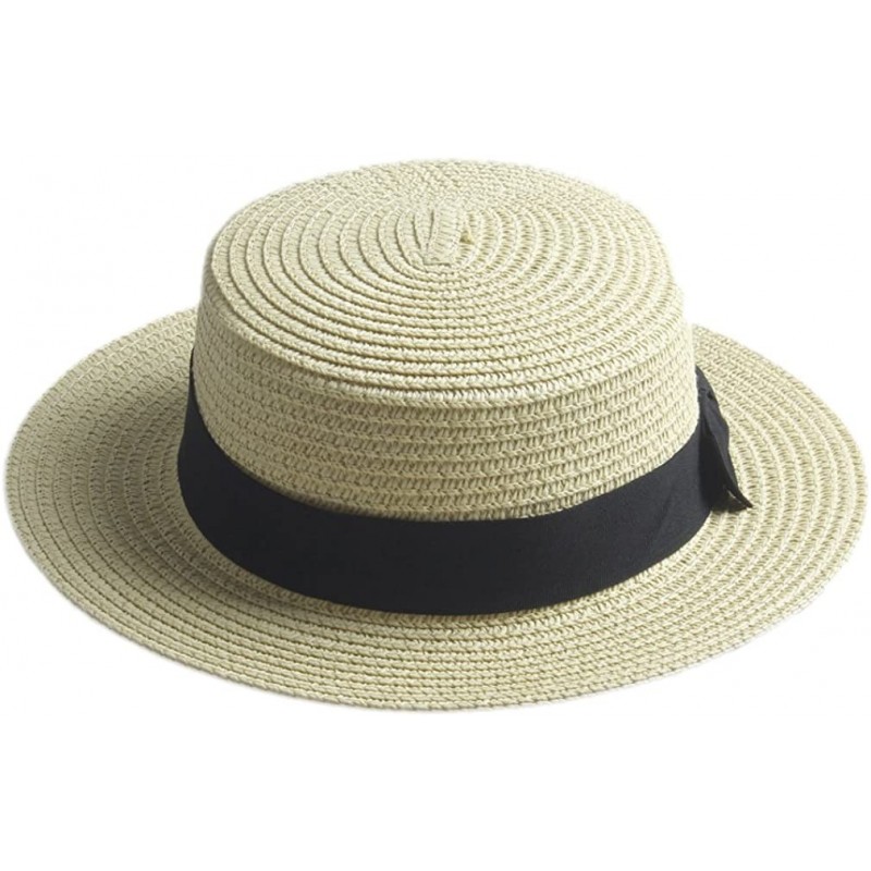 Sun Hats Fashion Women Men Summer Straw Boater Hat Boonie Hats Beach Sunhat Bowler Caps - Beige - C7182OIARGS $8.51
