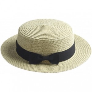 Sun Hats Fashion Women Men Summer Straw Boater Hat Boonie Hats Beach Sunhat Bowler Caps - Beige - C7182OIARGS $8.51