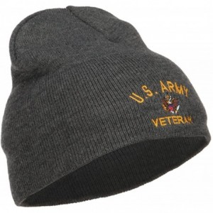 Skullies & Beanies US Army Veteran Military Embroidered Short Beanie - Dk Grey - C71862WK5LW $24.72