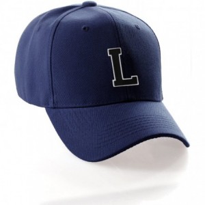 Baseball Caps Classic Baseball Hat Custom A to Z Initial Team Letter- Navy Cap White Black - Letter L - CX18IDZLXYL $13.95