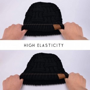 Skullies & Beanies Ponytail Beanie for Women-Winter Warm Beanie Tail Soft Stretch Cable Knit Messy High Bun Hat Black - CF18Y...