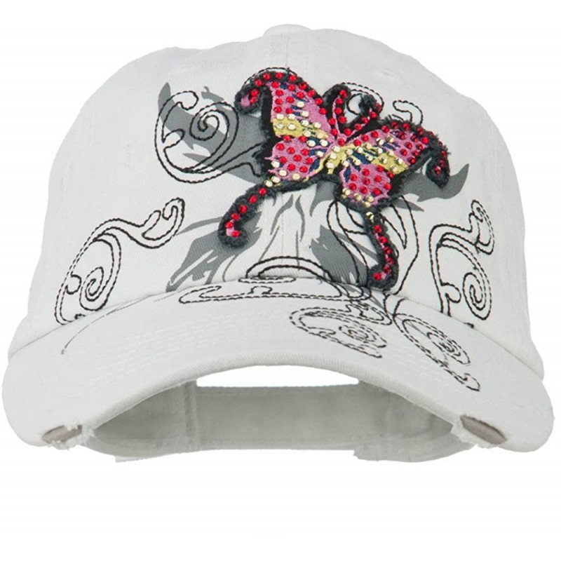 Baseball Caps Baseball Cap with Jeweled Butterfly - White - CR11P5HKDW5 $17.45