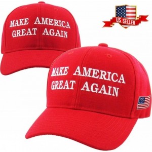 Baseball Caps Make America Great Again Our President Donald Trump Slogan with USA Flag Cap Adjustable Baseball Hat Red - C512...