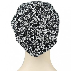 Skullies & Beanies Satin Lined Sleep Cap Slouchy Slap Hat — Soft Elastic Band- Stay All Night - Black Pattern - CJ18HUWGUOO $...