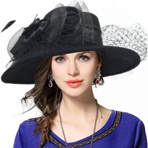 Fedoras Women's Fascinator Wool Felt Hat Cocktail Party Wedding Fedora Hats - B-black - C7186HKWH2U $24.64