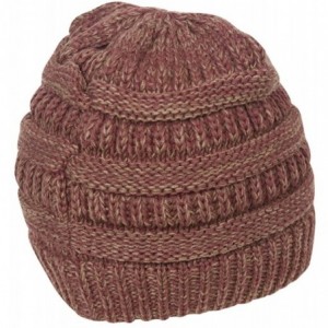 Skullies & Beanies Two Tone Chunky Soft Marled Knit Soft Beanie - Raspberry - CA12LZTITIL $12.79