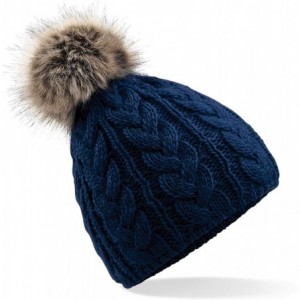 Skullies & Beanies Unisex Pom Pom Cable Beanie - Navy - CF12NYJSMRK $9.72