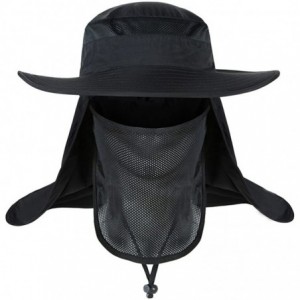 Sun Hats Wide Brim Cowboy Hat Unisex Foldeable Cap Sun Block UPF50+ Golf Fishing Hiking- Camping - Black - CR17YQ0Y5C8 $29.57