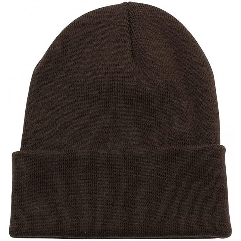 Skullies & Beanies Warm Winter Hat Knit Beanie Skull Cap Cuff Beanie Hat Winter Hats for Men (Brown) - CB12OBXB4J7 $8.75